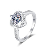Moissanite Heart Ring in 925 Sterling Silver